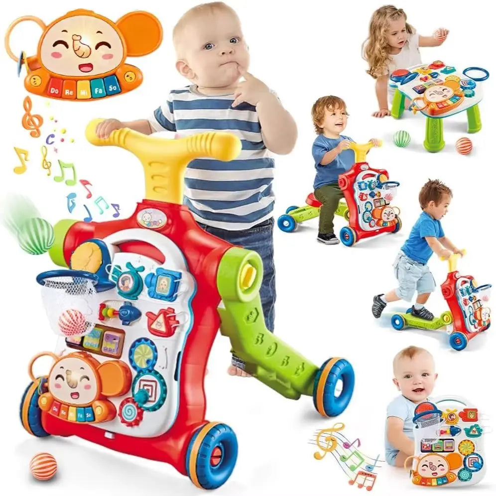 Vatos Baby Walker 5 in 1 Sit to Stand Learning Scooter Balance Bike Push Walker Table Toys with Music for Toddlers and Infants - Sales Savvy Shop