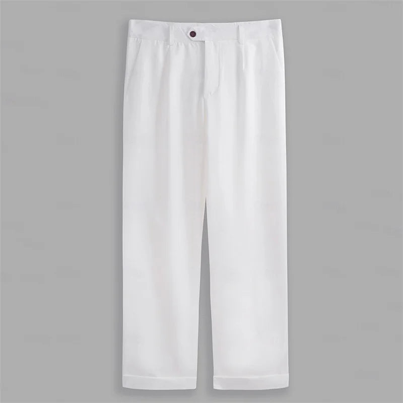 Men's Fit Dress Pants Solid Color Flat Front Trousers Classic Business Casual Suit Pants Modern Formal Wear Hemmed Bottoms - Sales Savvy Shop