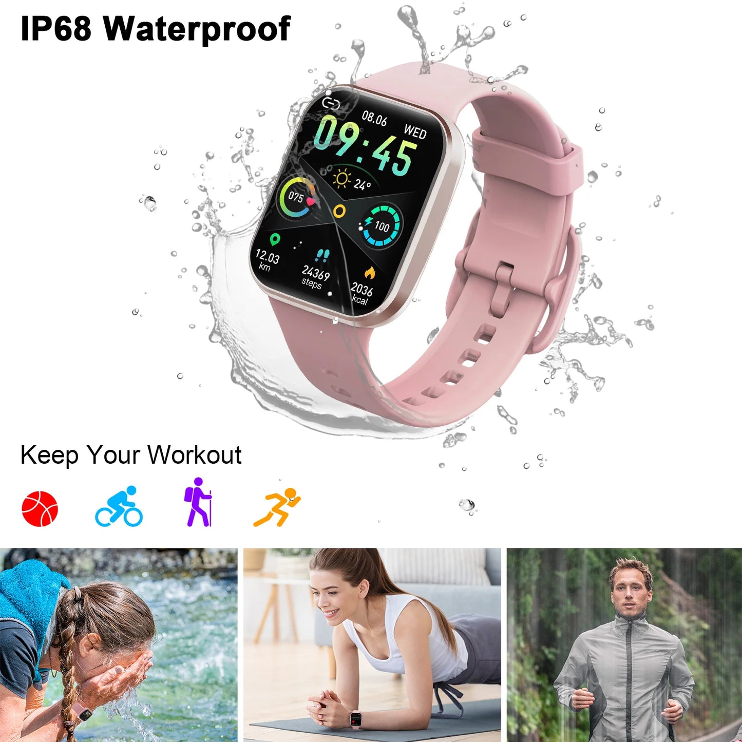 Smart Watch Fitness Tracker for Men and Women 1.69 Inch Touch Screen Smartwatch with Pedometer and Sleep Monitor - Sales Savvy Shop