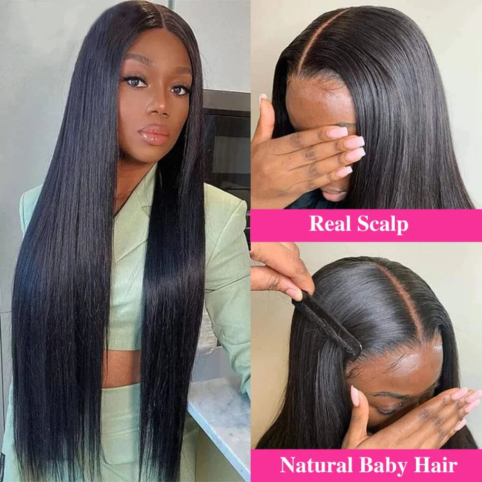 V Part Human Hair Wigs Natural Black 220 Density Glueless - Sales Savvy Shop