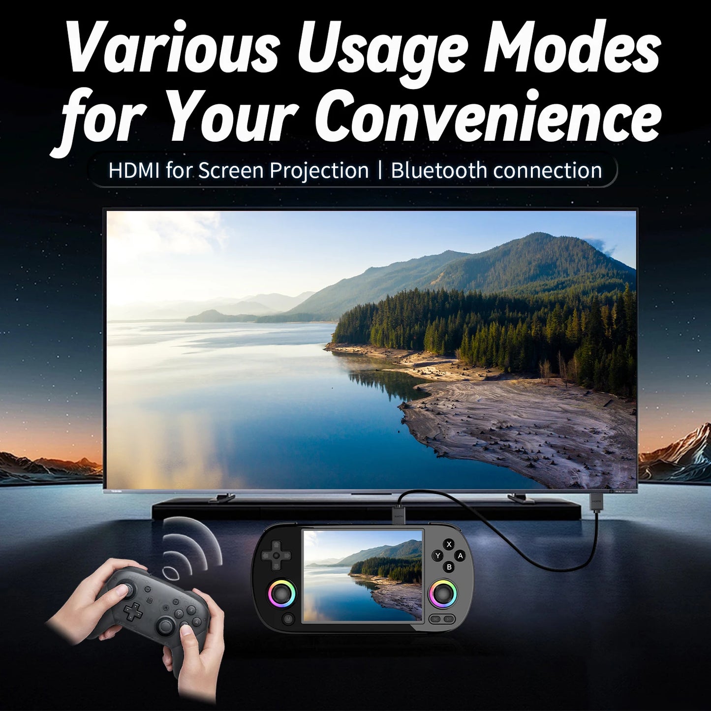 Anbernic RG40XX H Handheld Game Console 4 Inch IPS Screen Linux 64 Bit System Retro Gaming Console with Over 5000 Games and RGB Light