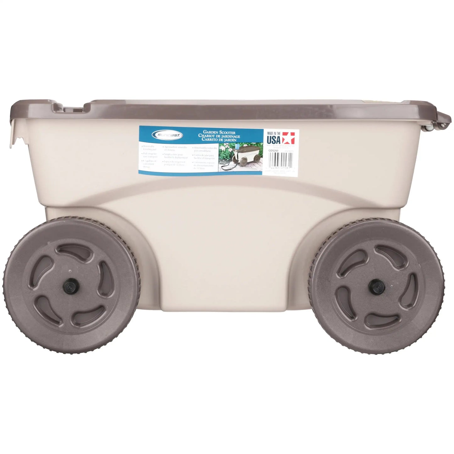 Outdoor Rolling Garden Scooter with Wheels and Pull Strap Light Taupe 14.5 Inches D x 24.25 Inches H x 13.5 Inches W - Sales Savvy Shop