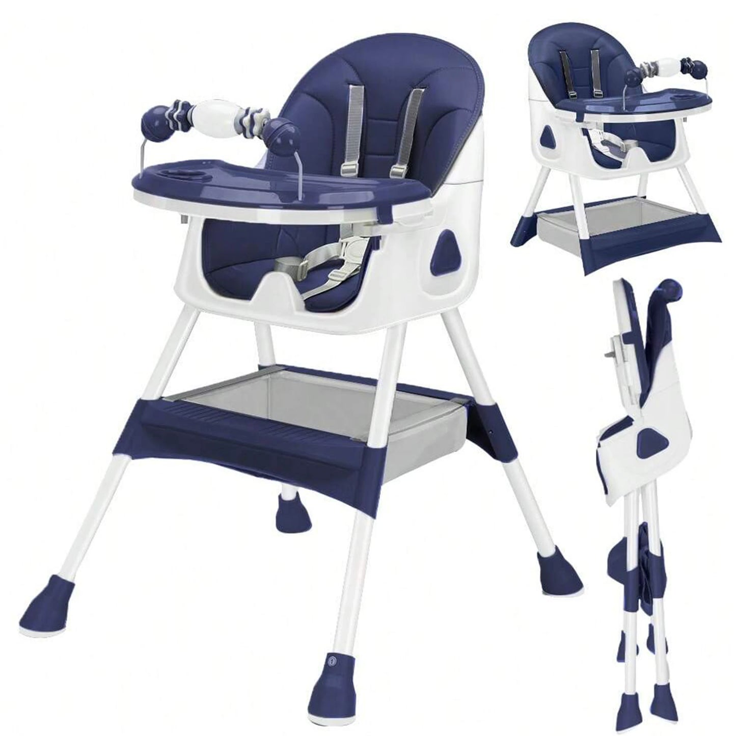 Ubravoo Foldable Baby High Chair for 6 Months and Up with Large Antislip Pad and Toy Rack Easy to Clean Feeding E500 - Sales Savvy Shop