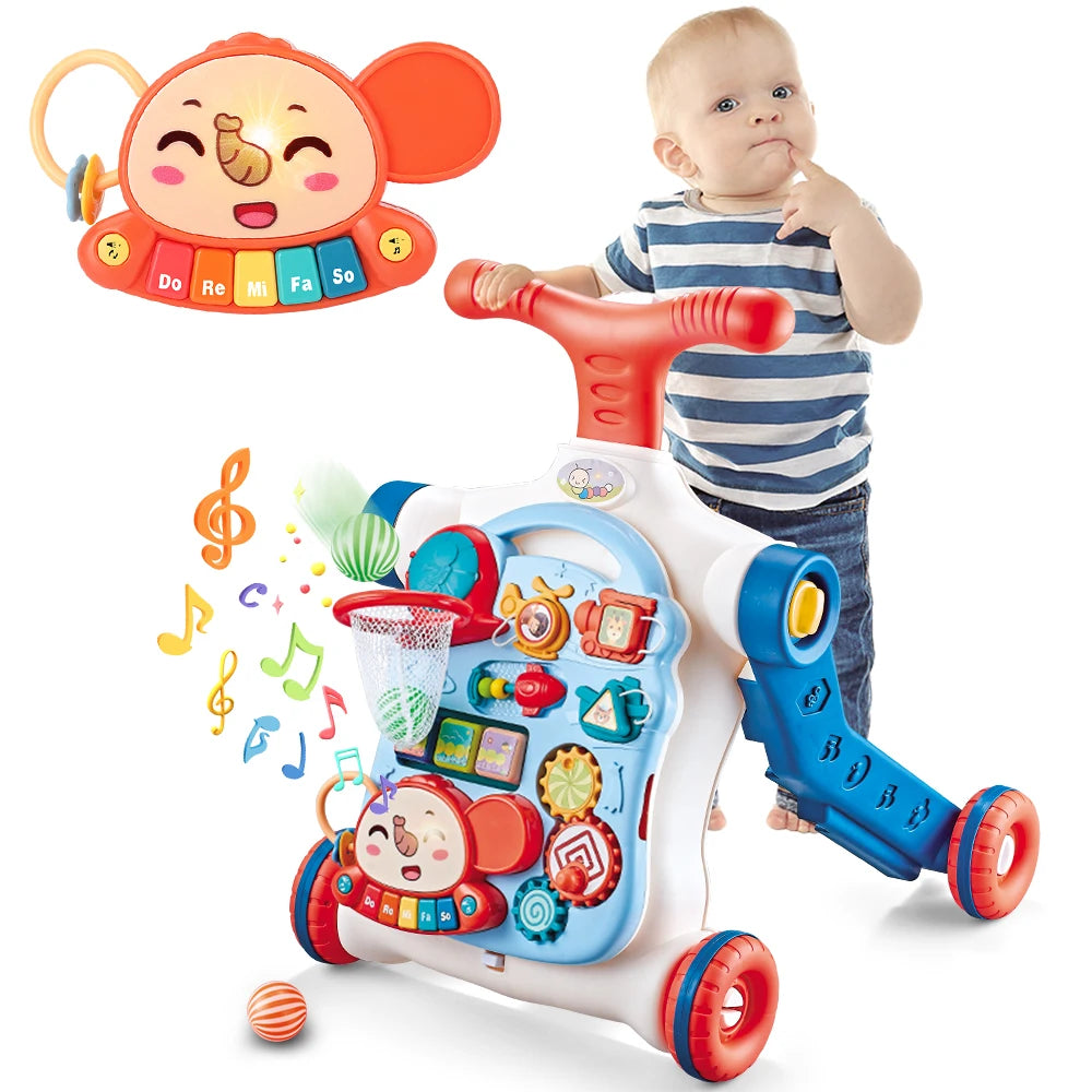 Vatos Baby Walker 5 in 1 Sit to Stand Learning Scooter Balance Bike Push Walker Table Toys with Music for Toddlers and Infants - Sales Savvy Shop