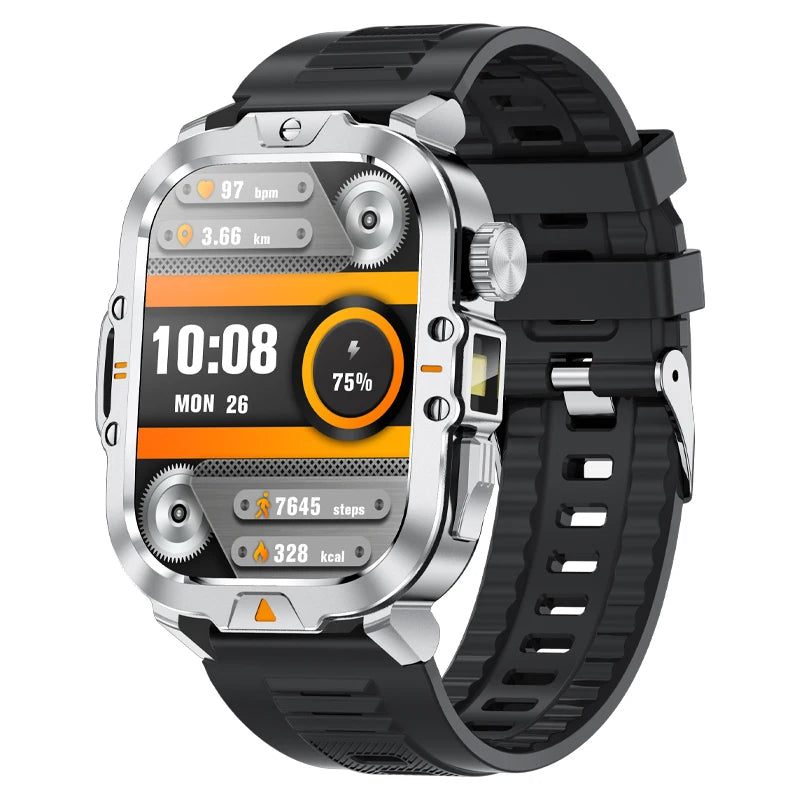 LIGE 2.01 Inch HD Screen Men's Smart Watch with Flashlight IP68 Waterproof Health Monitor and Call Function - Sales Savvy Shop