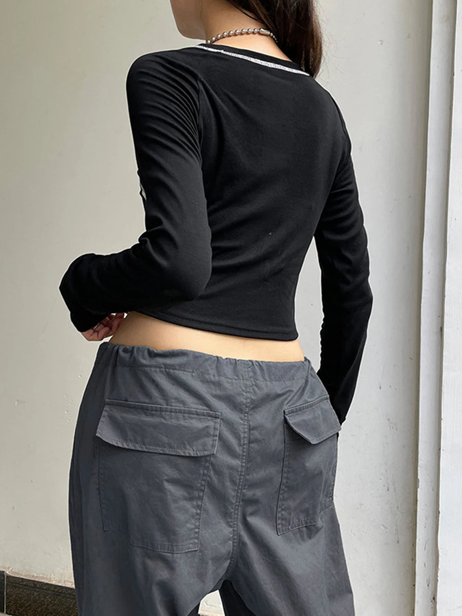 Women’s Crew Neck Long Sleeve Casual T-Shirt with Fashion Letter Print - Sales Savvy Shop
