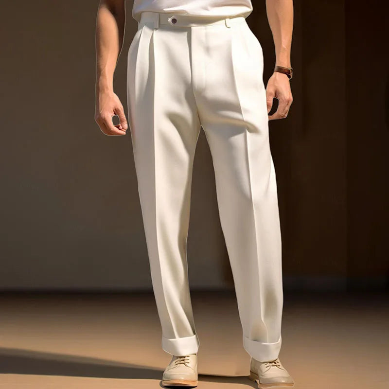 Men's Fit Dress Pants Solid Color Flat Front Trousers Classic Business Casual Suit Pants Modern Formal Wear Hemmed Bottoms - Sales Savvy Shop