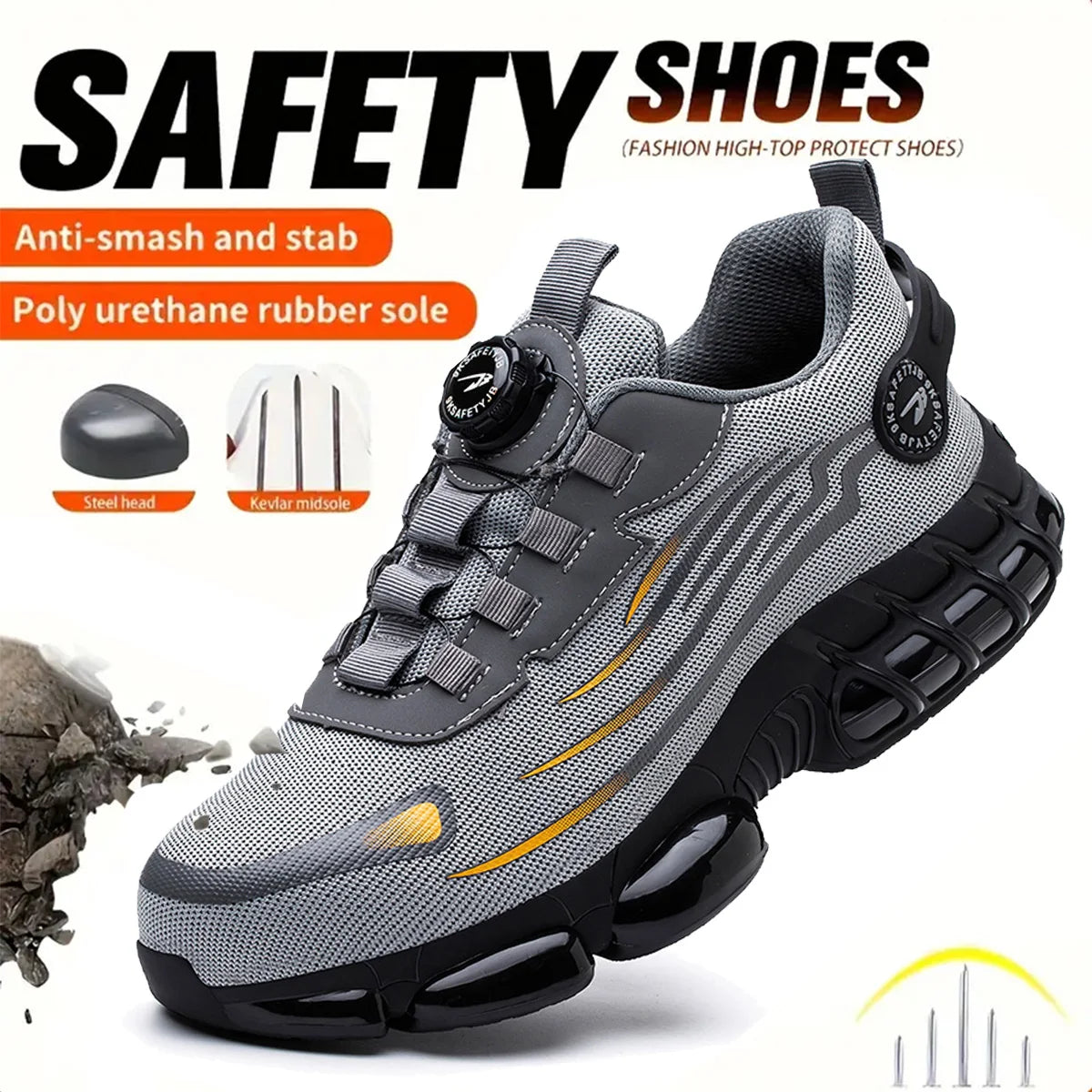 Breathable Lace Free Soft Sole Comfortable Anti Smash Anti Puncture Labour Insurance Shoes - Sales Savvy Shop