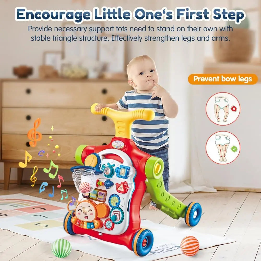 Vatos Baby Walker 5 in 1 Sit to Stand Learning Scooter Balance Bike Push Walker Table Toys with Music for Toddlers and Infants - Sales Savvy Shop
