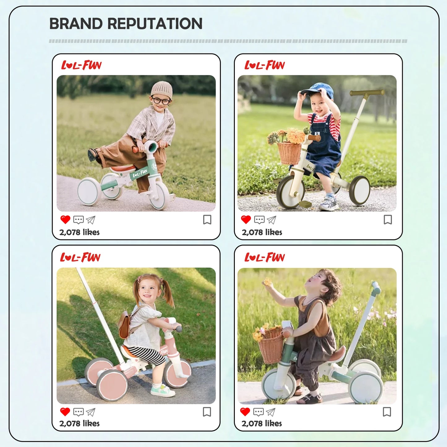 5 in 1 Toddler Tricycles for 1 to 3 Year Olds Baby Balance Bike with Parent Steering Push Handle - Sales Savvy Shop