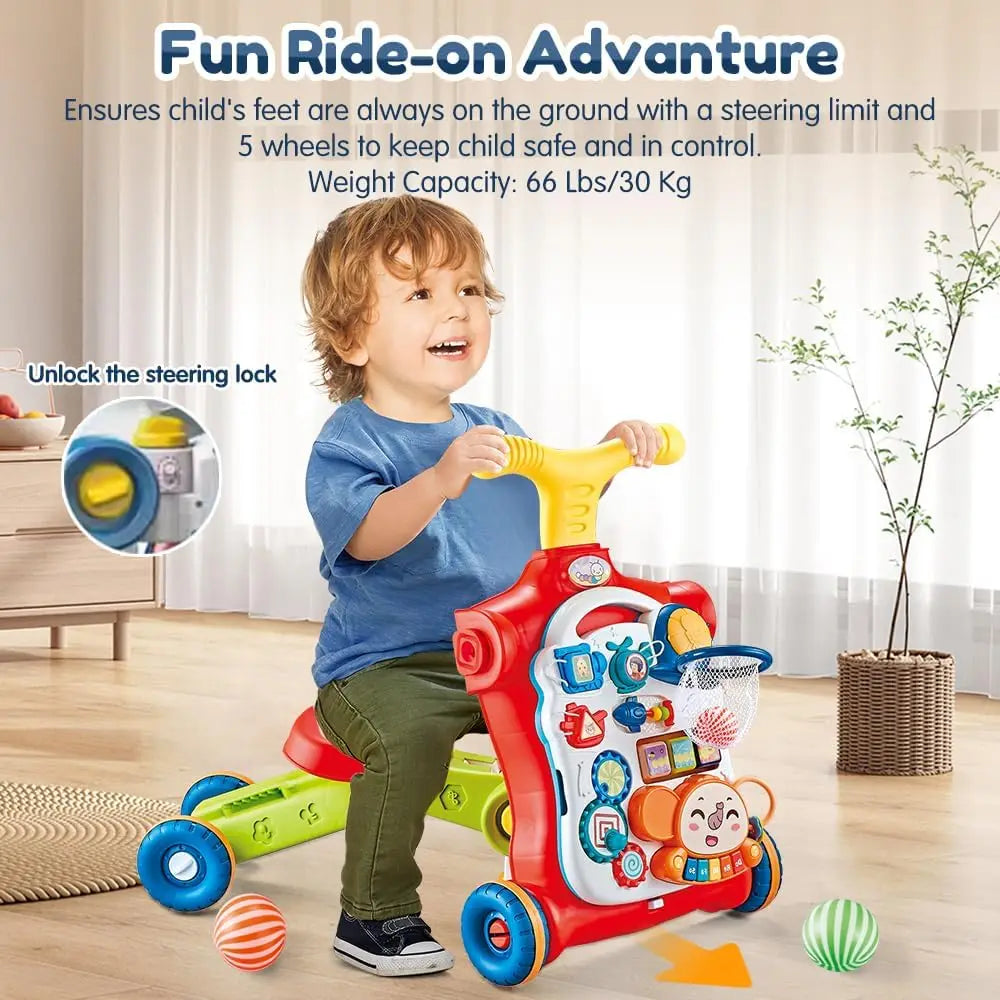 Vatos Baby Walker 5 in 1 Sit to Stand Learning Scooter Balance Bike Push Walker Table Toys with Music for Toddlers and Infants - Sales Savvy Shop
