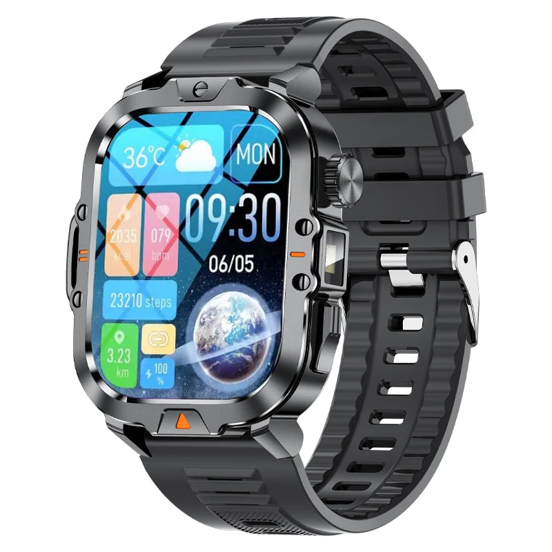 LIGE 2.01 Inch HD Screen Men's Smart Watch with Flashlight IP68 Waterproof Health Monitor and Call Function - Sales Savvy Shop