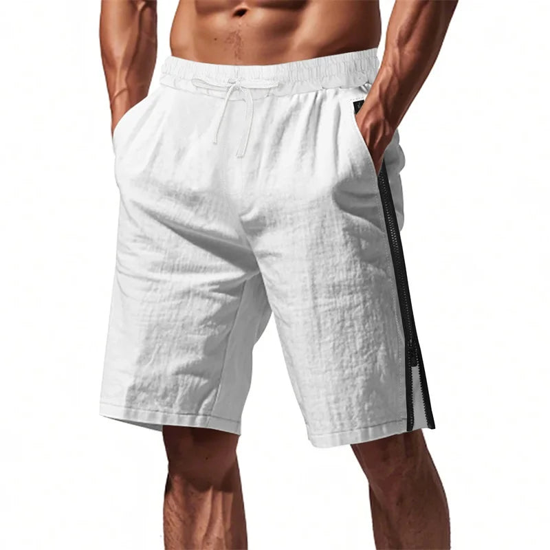 Men's Stylish Drawstring Elastic Waist Shorts with Side Zipper Detail and Loose Fit for Summer Casual Wear - Sales Savvy Shop