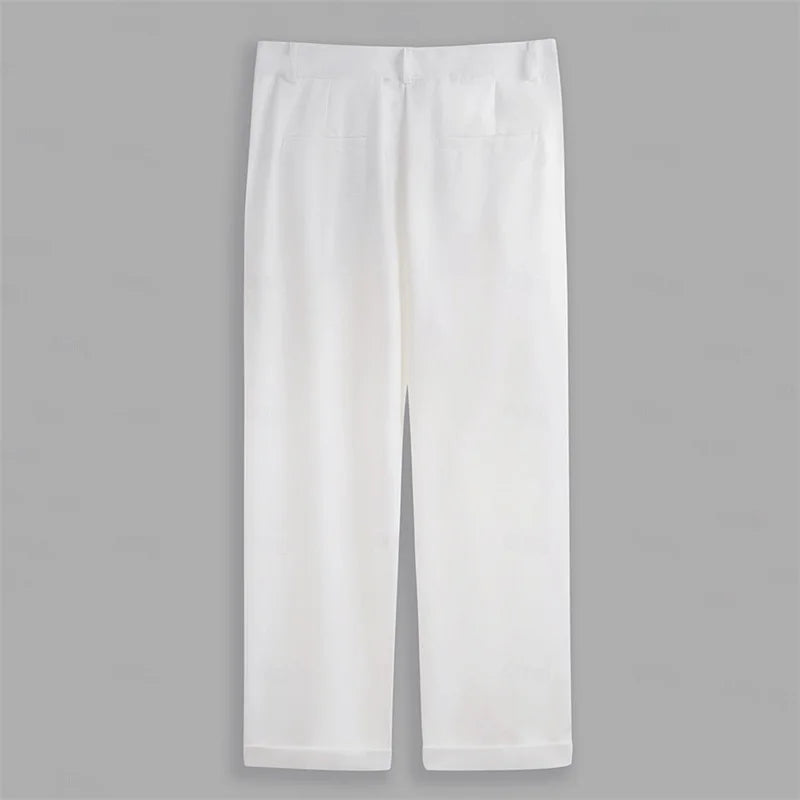 Men's Fit Dress Pants Solid Color Flat Front Trousers Classic Business Casual Suit Pants Modern Formal Wear Hemmed Bottoms - Sales Savvy Shop