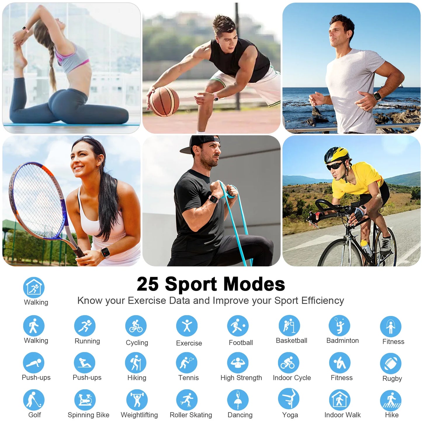 Smart Watch Fitness Tracker for Men and Women 1.69 Inch Touch Screen Smartwatch with Pedometer and Sleep Monitor - Sales Savvy Shop
