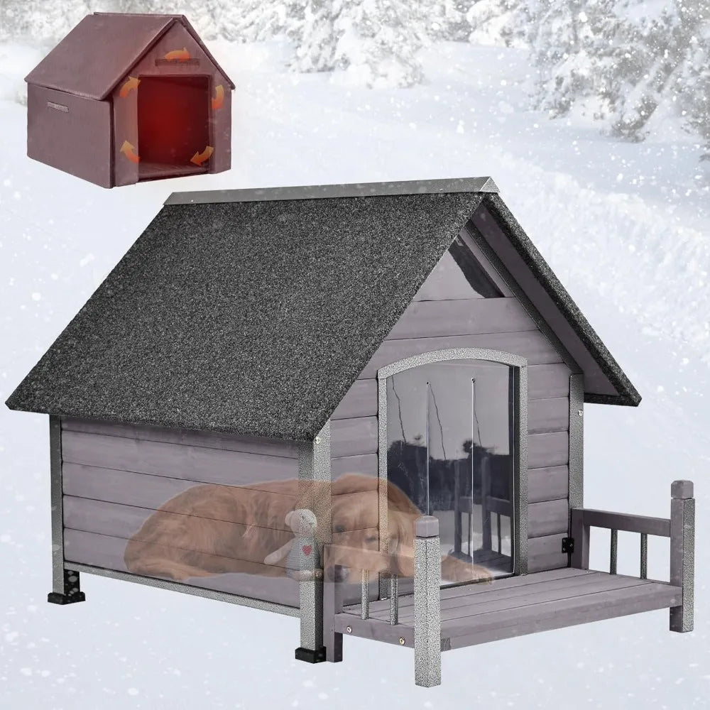 Dog House Outdoor Insulated Dog Kennel for Large Breed 50.87 Inch Weatherproof Large Dog Shelter with Anti Chewing - Sales Savvy Shop