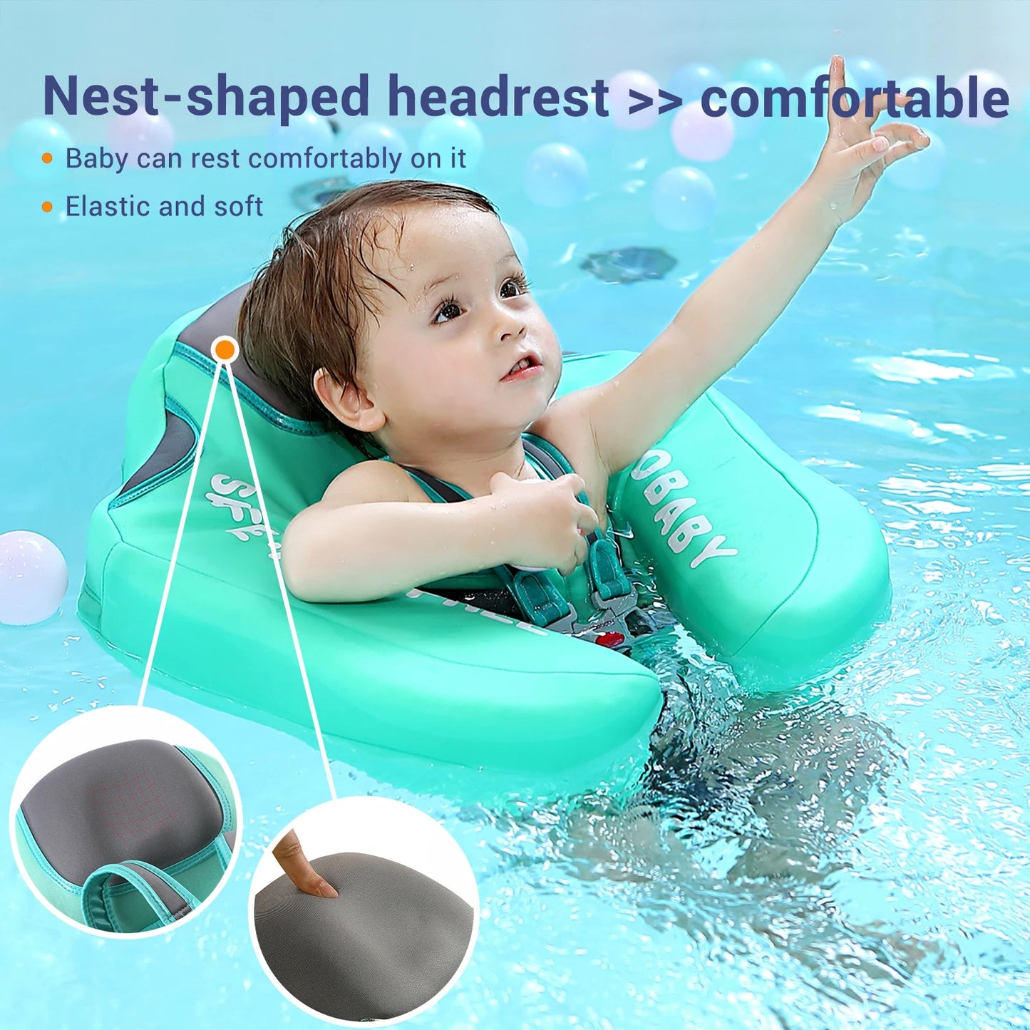 Mambobaby Baby Float with Sunshade Canopy and Crotch Strap Inflatable Free Safe Core Swimming Pool Accessory - Sales Savvy Shop