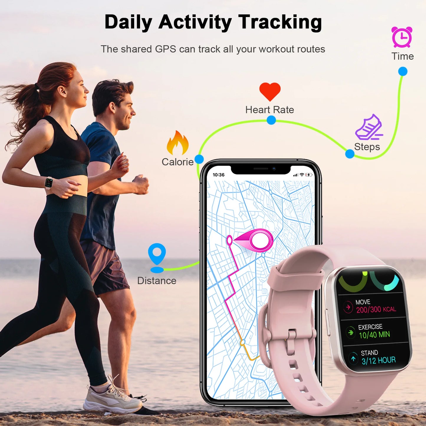 Smart Watch Fitness Tracker for Men and Women 1.69 Inch Touch Screen Smartwatch with Pedometer and Sleep Monitor - Sales Savvy Shop