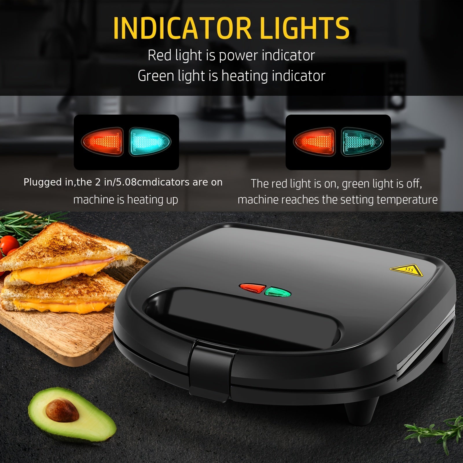 Non Stick Multifunctional Sandwich Maker And Panini Press Easy To Use And Clean With LED Indicator Lights And Cool Touch Handle Black - Sales Savvy Shop