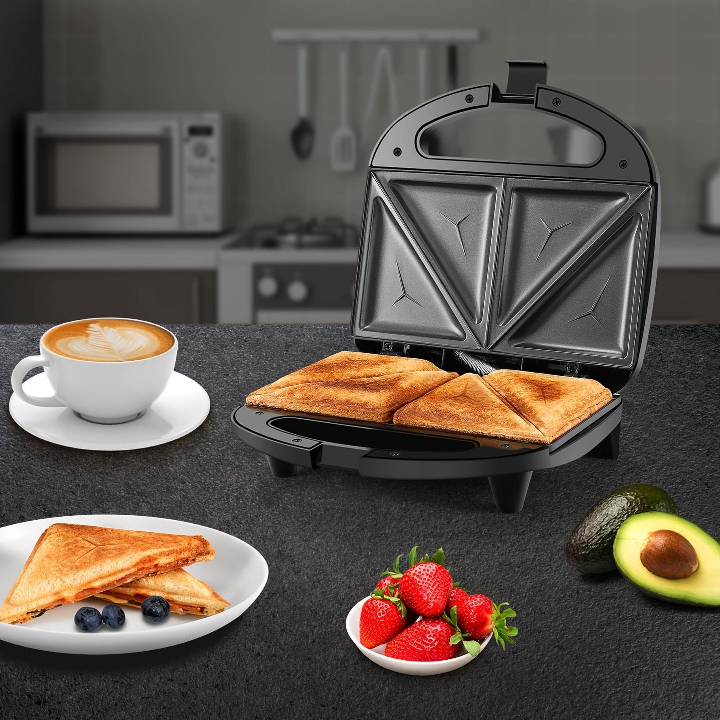 Non Stick Multifunctional Sandwich Maker And Panini Press Easy To Use And Clean With LED Indicator Lights And Cool Touch Handle Black - Sales Savvy Shop