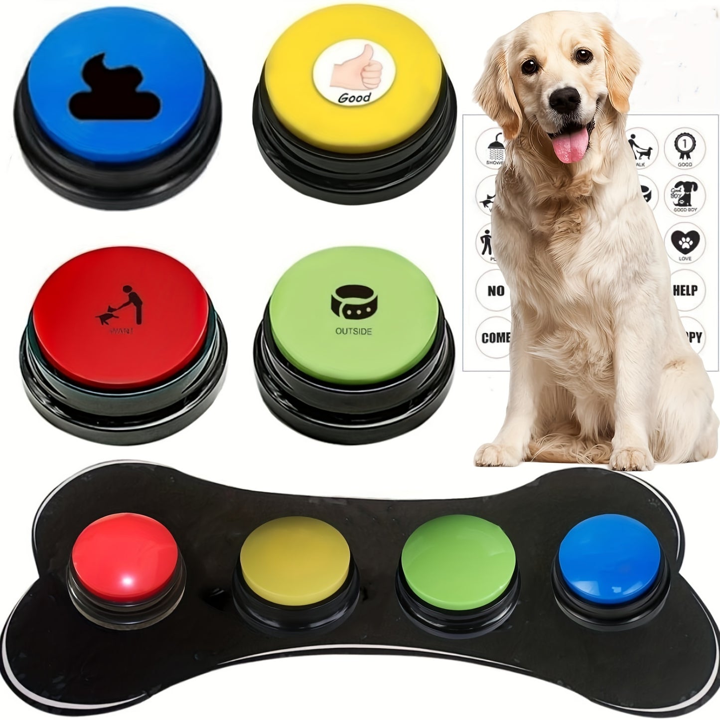 Enhanced Smart Dog Talking Button Quick Response Buzzer for Effective Training Ideal Pet Interaction Artifact Without Battery - Sales Savvy Shop