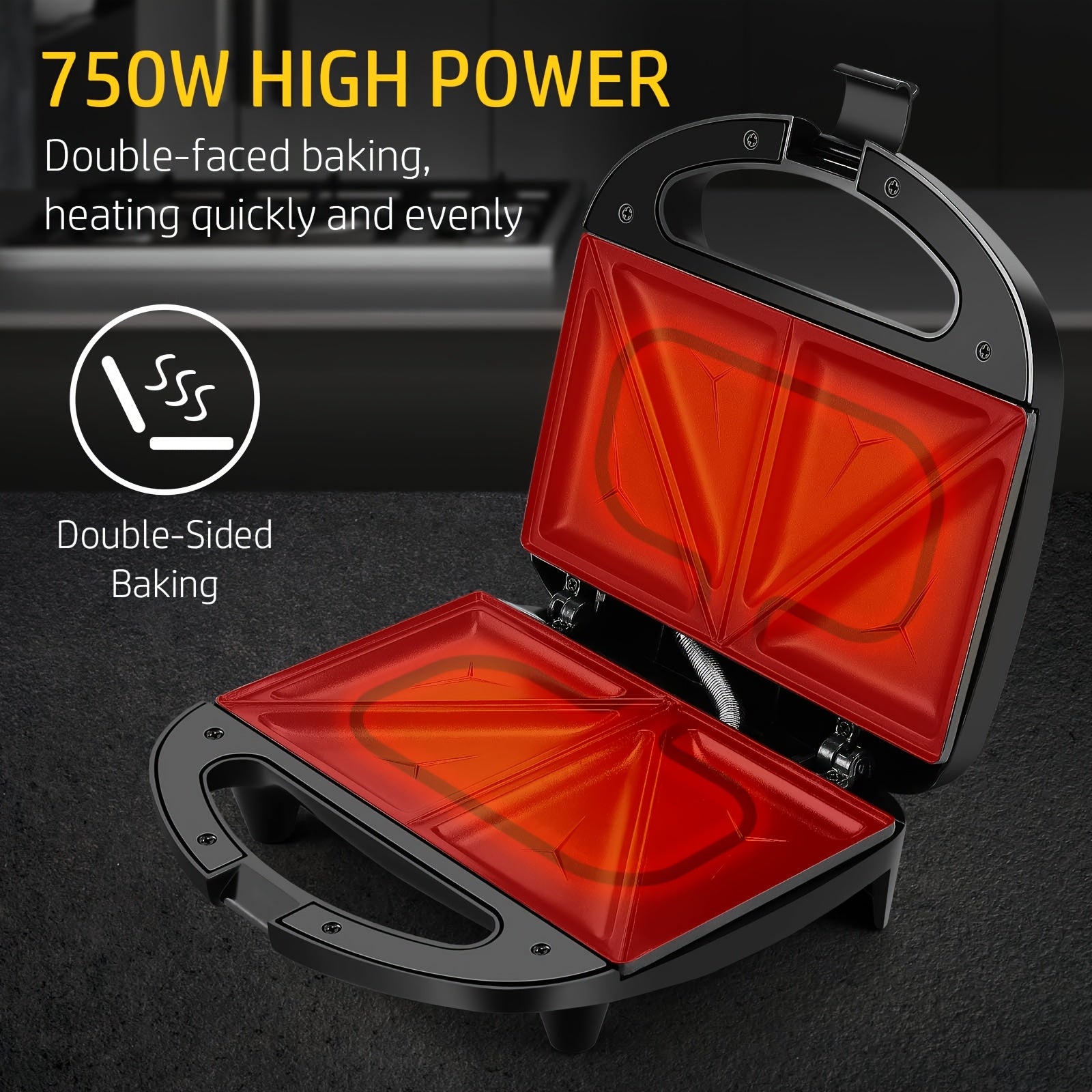 Non Stick Multifunctional Sandwich Maker And Panini Press Easy To Use And Clean With LED Indicator Lights And Cool Touch Handle Black - Sales Savvy Shop