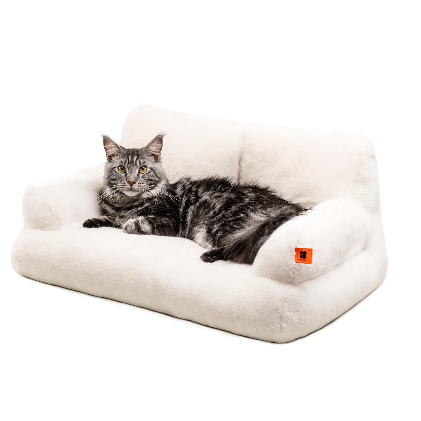 Cozy Cat Palace Large Cat Bed Sofa Ultra Soft Fluffy Anti Slip White Pet Couch for Cats and Small Dogs - Sales Savvy Shop