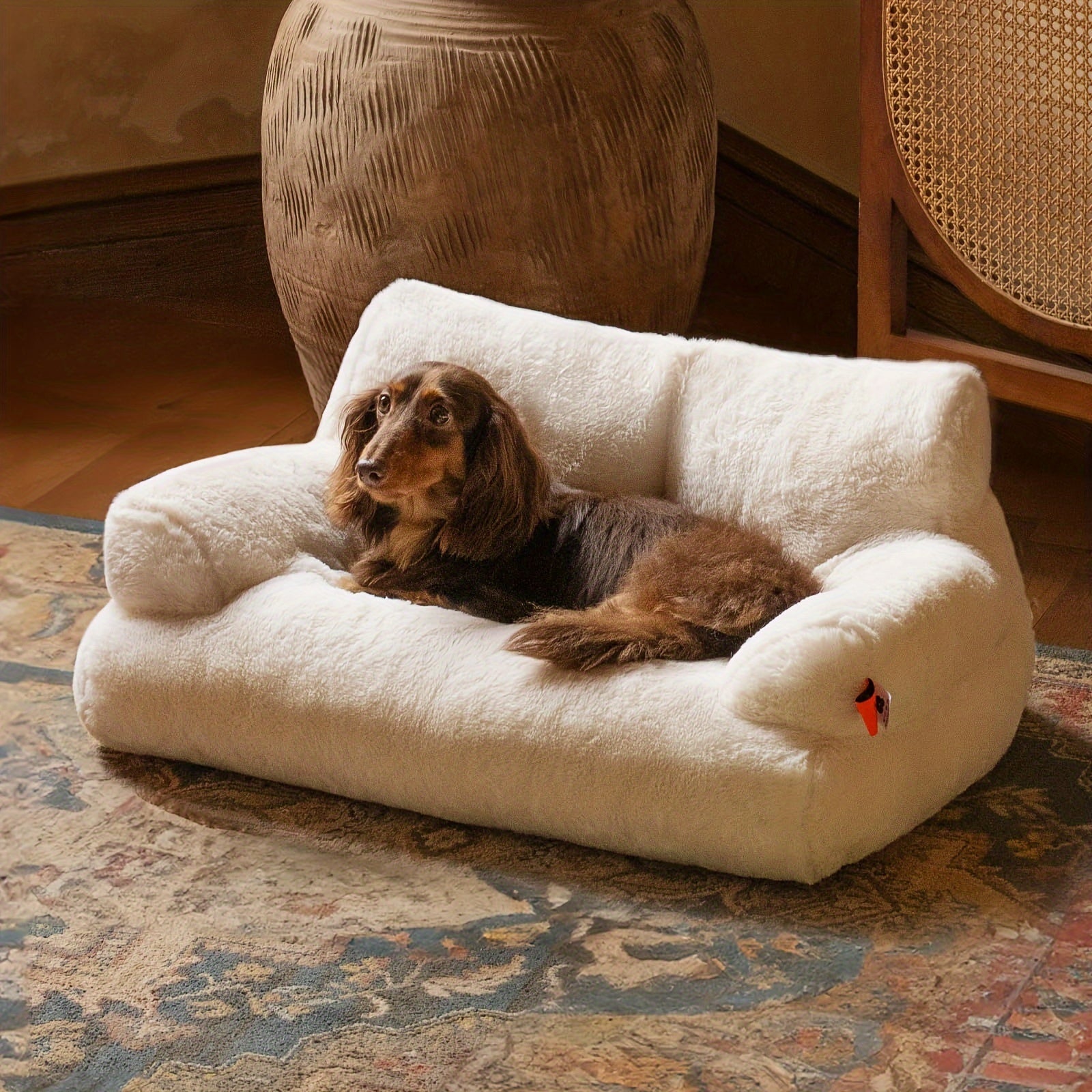 Cozy Cat Palace Large Cat Bed Sofa Ultra Soft Fluffy Anti Slip White Pet Couch for Cats and Small Dogs - Sales Savvy Shop
