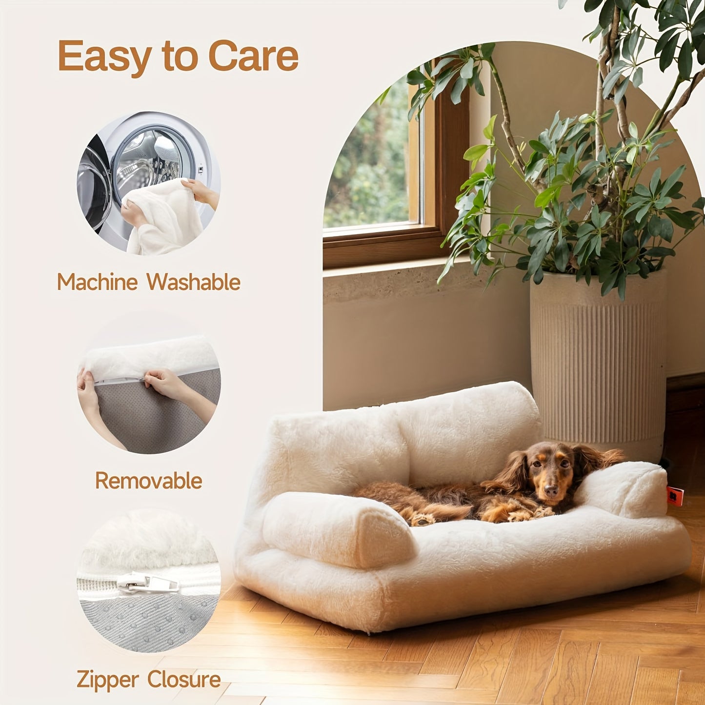 Cozy Cat Palace Large Cat Bed Sofa Ultra Soft Fluffy Anti Slip White Pet Couch for Cats and Small Dogs - Sales Savvy Shop