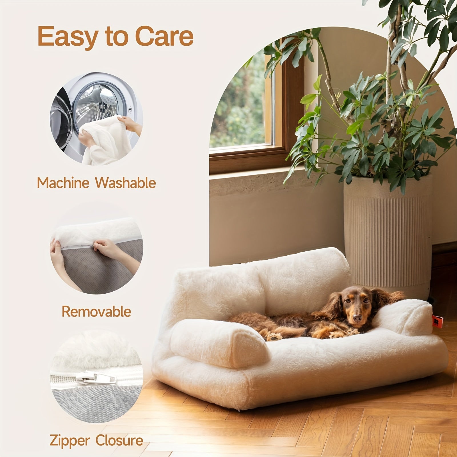 Cozy Cat Palace Large Cat Bed Sofa Ultra Soft Fluffy Anti Slip White Pet Couch for Cats and Small Dogs - Sales Savvy Shop