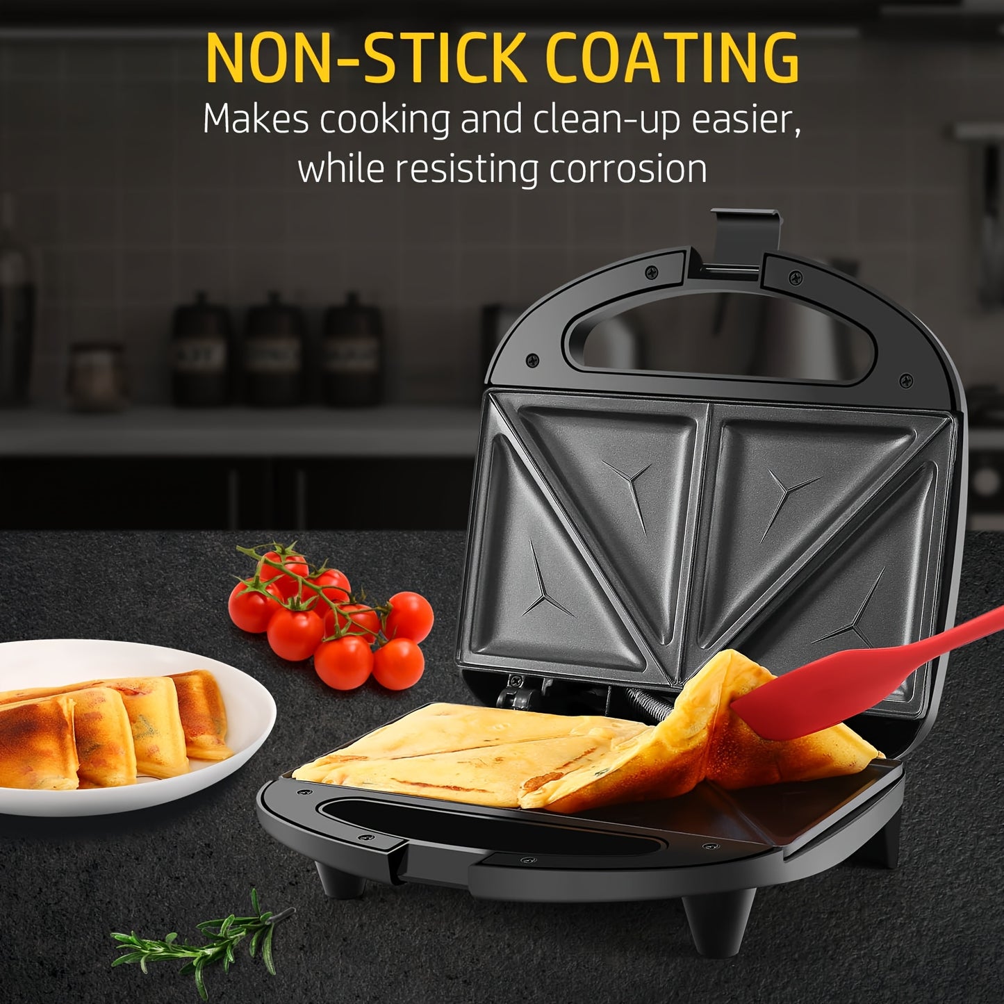 Non Stick Multifunctional Sandwich Maker And Panini Press Easy To Use And Clean With LED Indicator Lights And Cool Touch Handle Black - Sales Savvy Shop