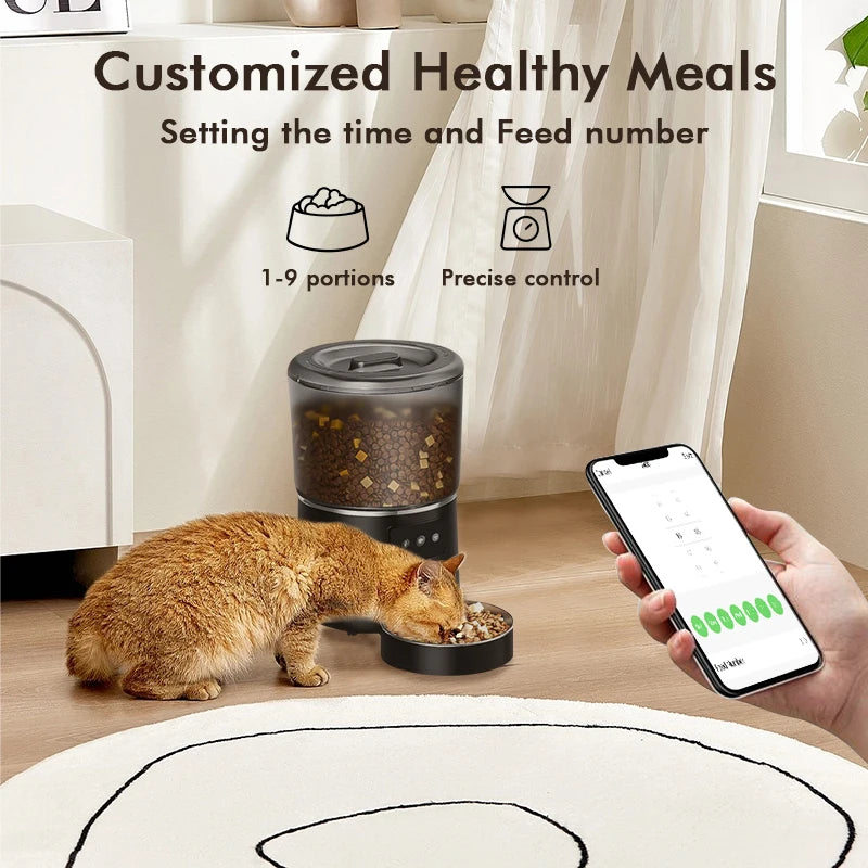 NPET 4L Automatic Smart Pet Feeder for Cats and Dogs with Stainless Steel Bowl Customizable Healthy Food Portions 1 to 9 - Sales Savvy Shop