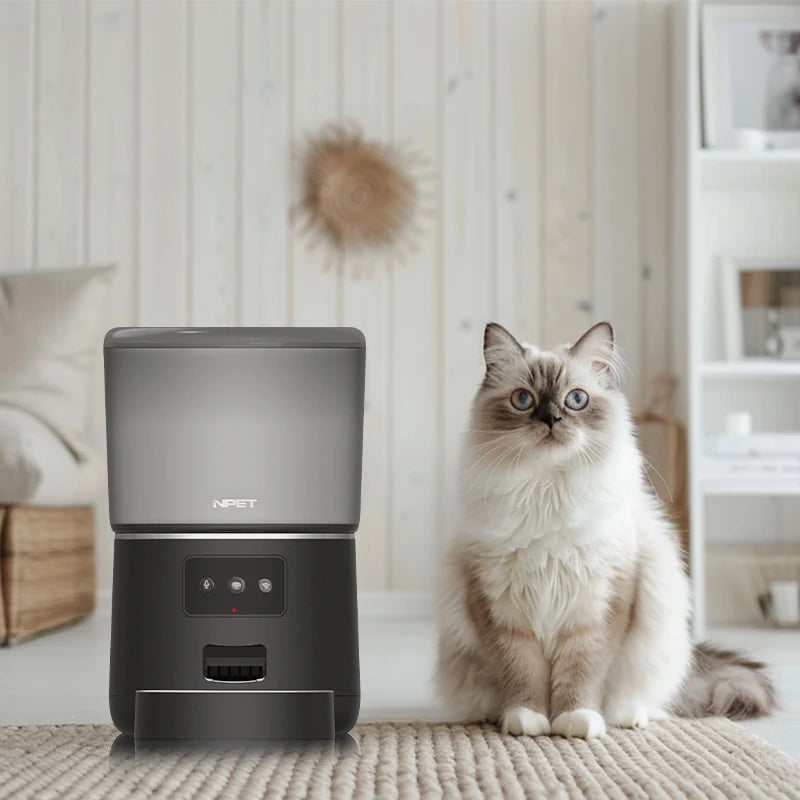 NPET 4L Automatic Smart Pet Feeder for Cats and Dogs with Stainless Steel Bowl Customizable Healthy Food Portions 1 to 9 - Sales Savvy Shop
