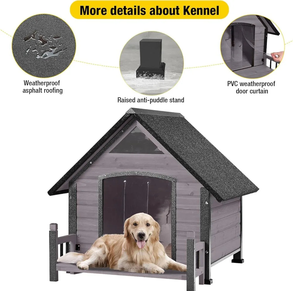 Dog House Outdoor Insulated Dog Kennel for Large Breed 50.87 Inch Weatherproof Large Dog Shelter with Anti Chewing - Sales Savvy Shop