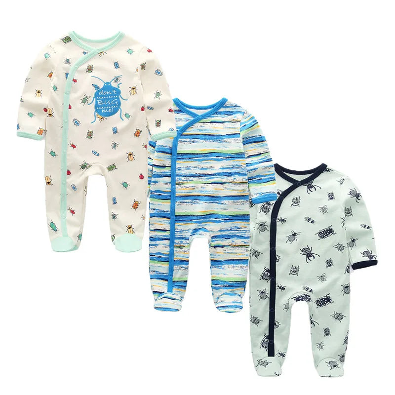 Fashion 3 Piece Autumn Winter Long Sleeve Casual Baby Girl Romper 100 Percent Cotton Soft Newborn Jumpsuit Clothes - Sales Savvy Shop