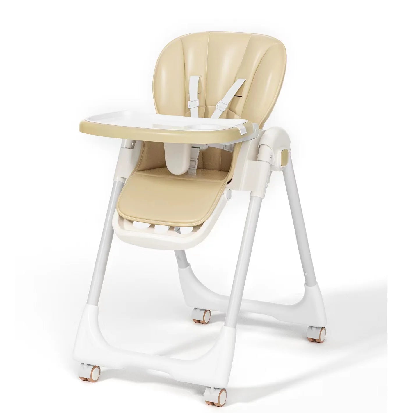 Sejoy Adjustable Baby High Chair with 5 Point Harness 3 Tier Tray and Wheels CE CPC Certified Children's Dining Chair - Sales Savvy Shop