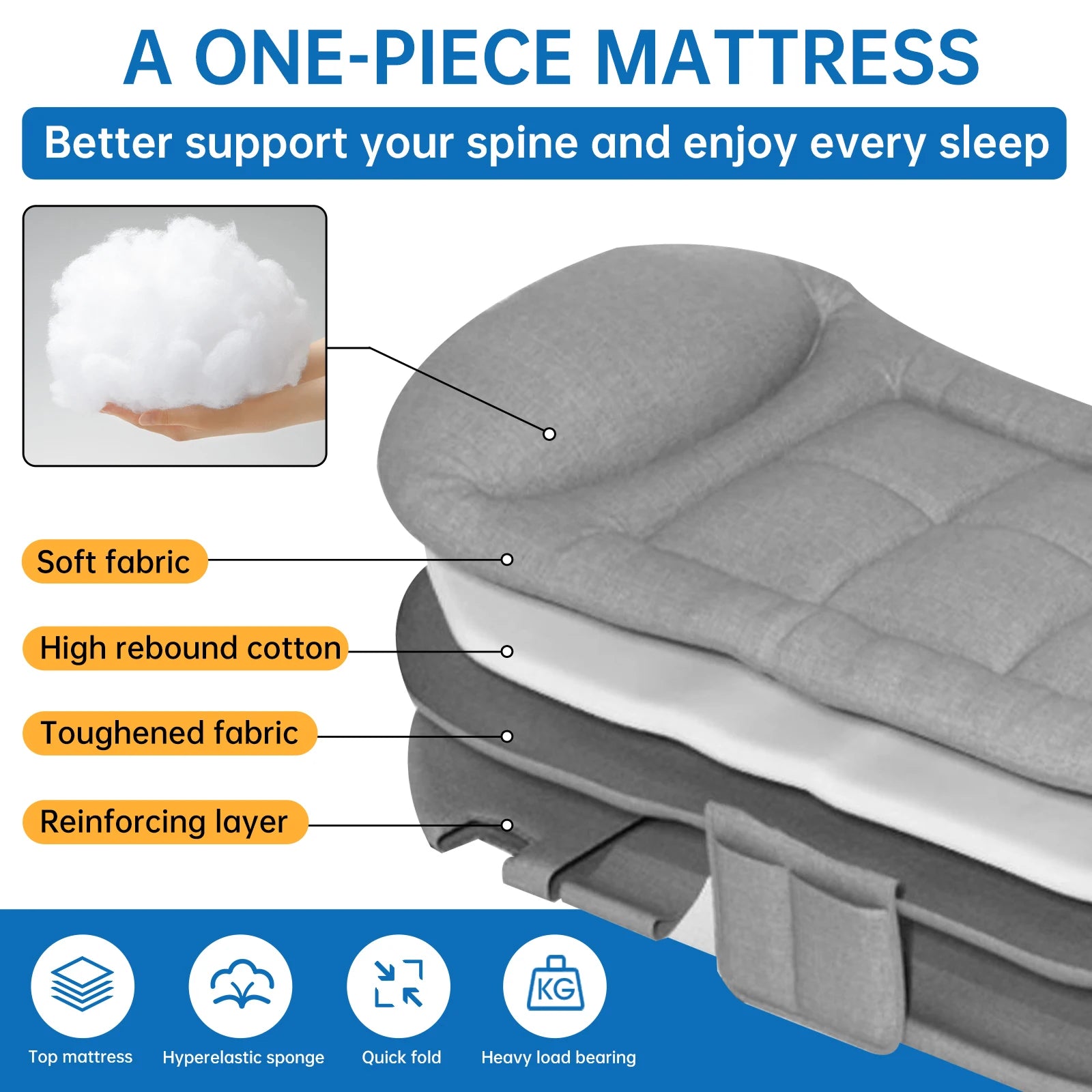 Niceway 6 Adjustable Positions Camping Cot with Mattress and Pillow for Adults 550 Pounds Heavy Duty Sleeping Cot Outdoor Folding Bed - Sales Savvy Shop