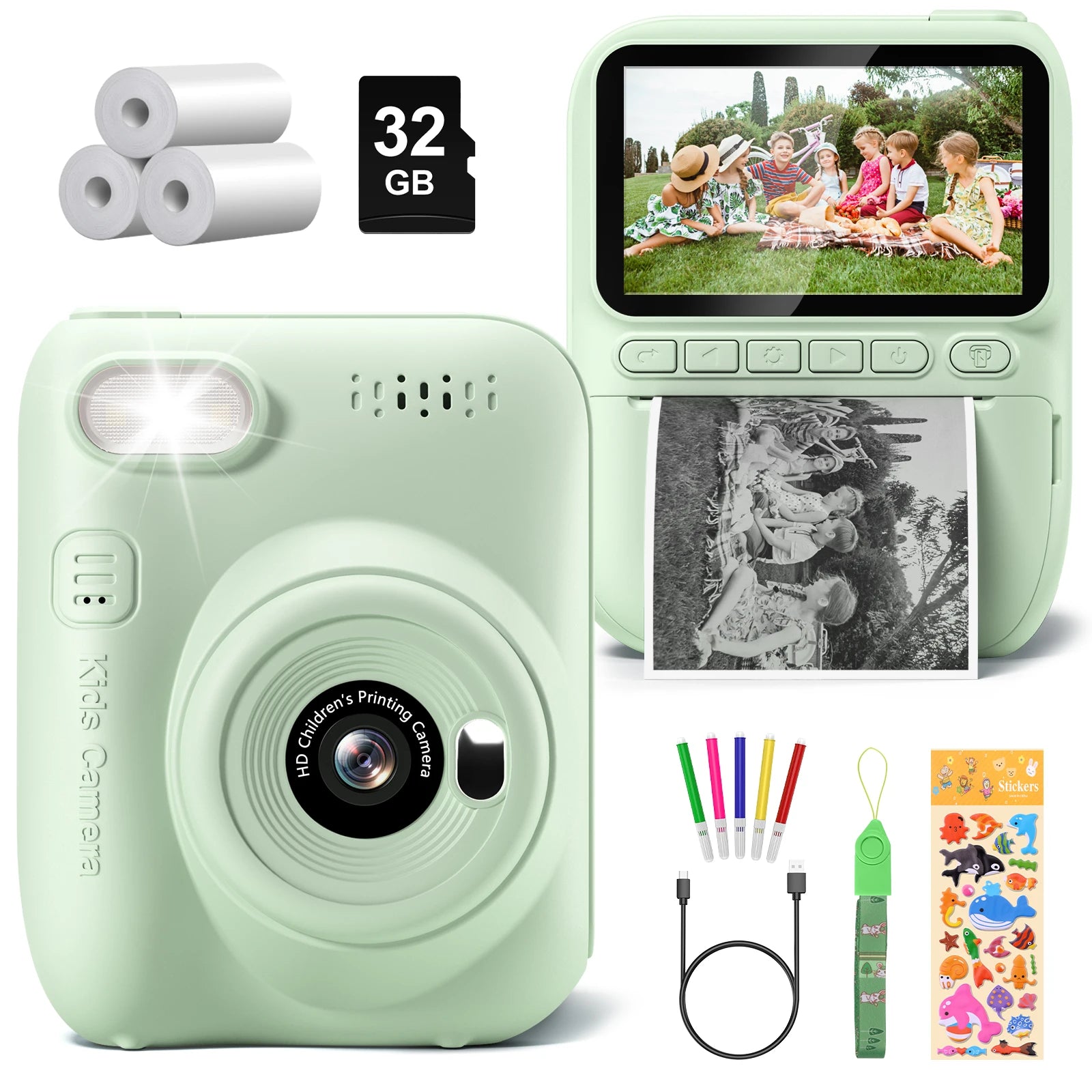 Gofunly Kids Instant Print Camera 3 Inch Mini Digital Camera 1080P Portable Video Recorder Gift For Children Aged 6 To 12 Years - Sales Savvy Shop