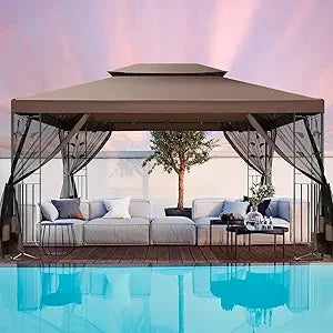 HOTEEL 10x10 Outdoor Gazebo for Patio Clearance Waterproof Canopy Tent with Heavy Duty Steel Frame - Sales Savvy Shop