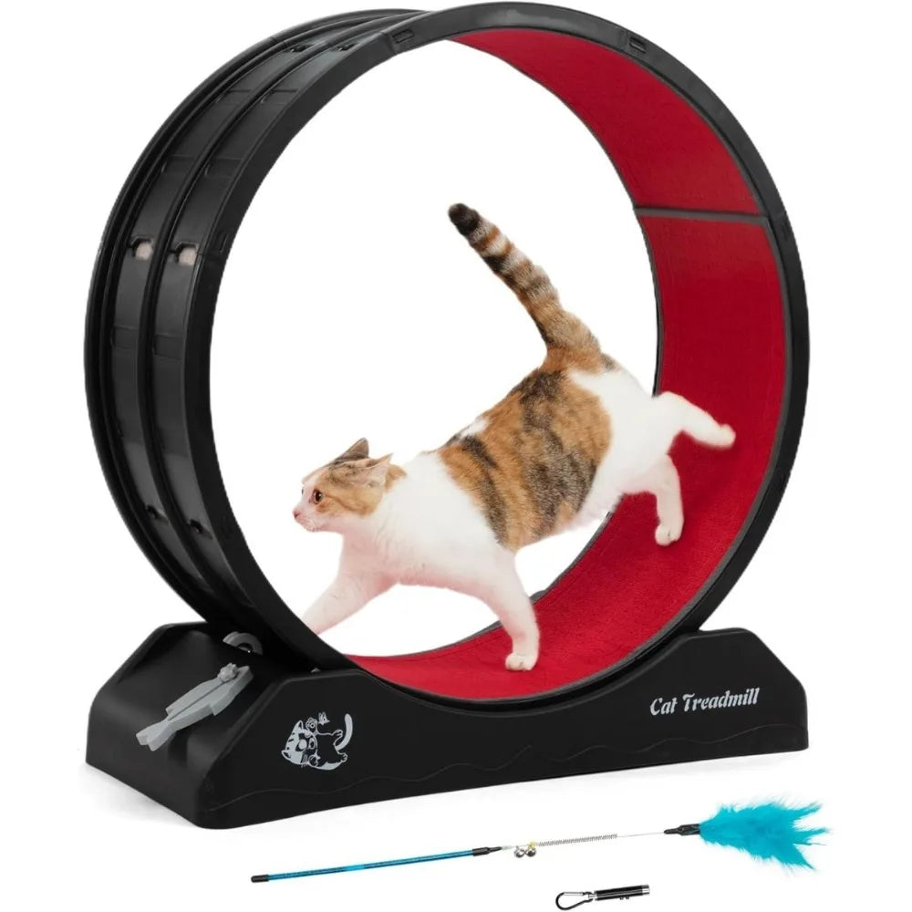 Cat Exercise Wheel Treadmill with Locking Mechanism Carpeted Runway Large Wheel for All Breeds - Sales Savvy Shop