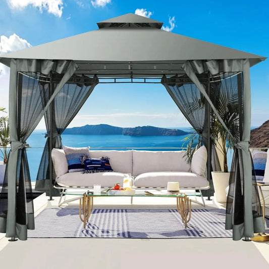HOTEEL 10x10 Outdoor Gazebo for Patio Clearance Waterproof Canopy Tent with Heavy Duty Steel Frame