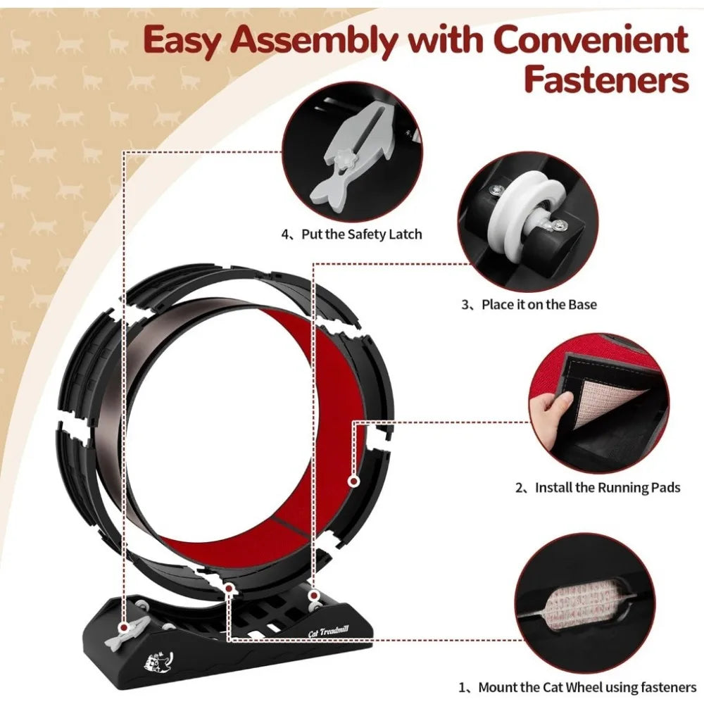 Cat Exercise Wheel Treadmill with Locking Mechanism Carpeted Runway Large Wheel for All Breeds - Sales Savvy Shop