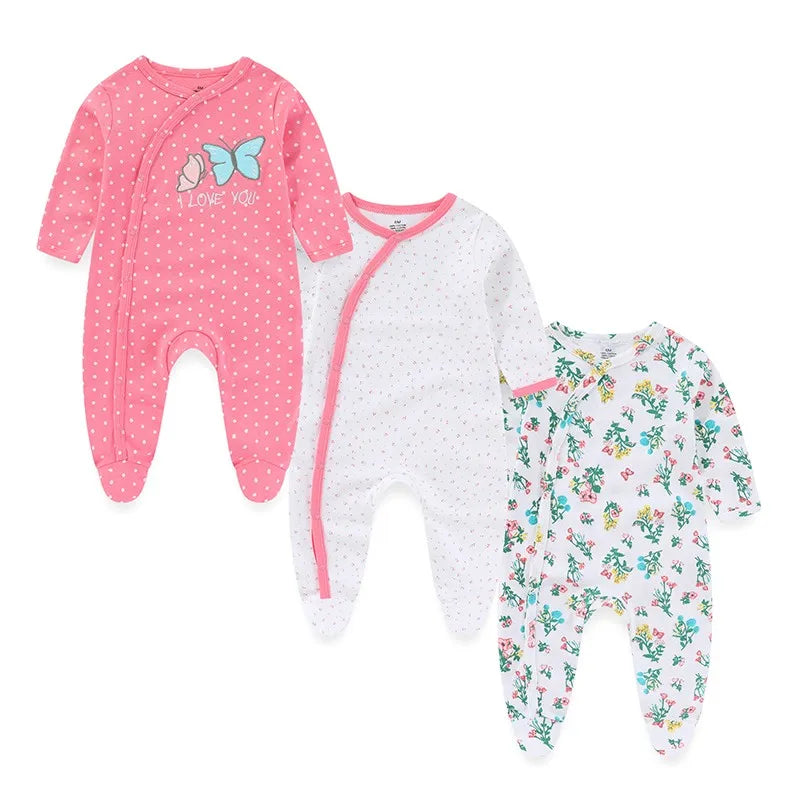 Fashion 3 Piece Autumn Winter Long Sleeve Casual Baby Girl Romper 100 Percent Cotton Soft Newborn Jumpsuit Clothes - Sales Savvy Shop