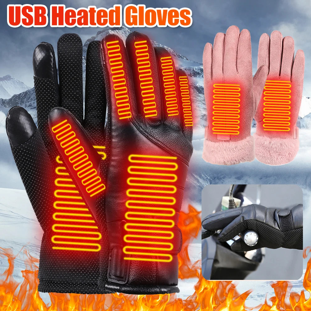 Electric Heated USB Gloves for Men Women Touchscreen Skiing - Sales Savvy Shop