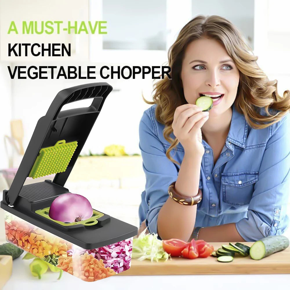 14 in 1 Multifunctional Vegetable Onion Manual Chopper Food Kitchen Potato Cutter Shredder Slicer Kitchen Gadget - Sales Savvy Shop