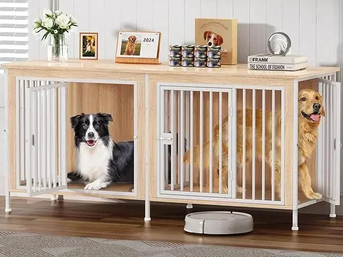 78 Inch Dog Cage Furniture for Two Dogs Extra Large Double Dog Crate for Large Breeds - Sales Savvy Shop