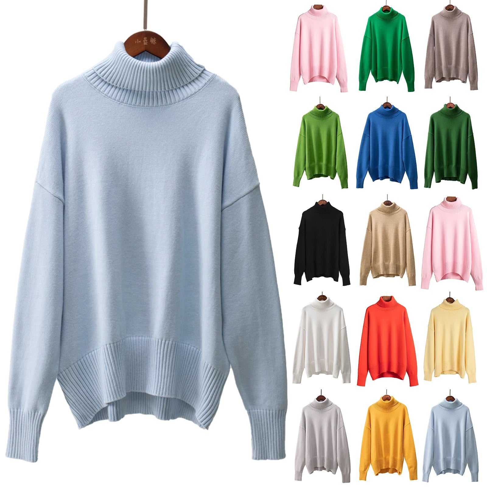 Women Solid Color Loose Knit Sweater Long Sleeve Top - Sales Savvy Shop