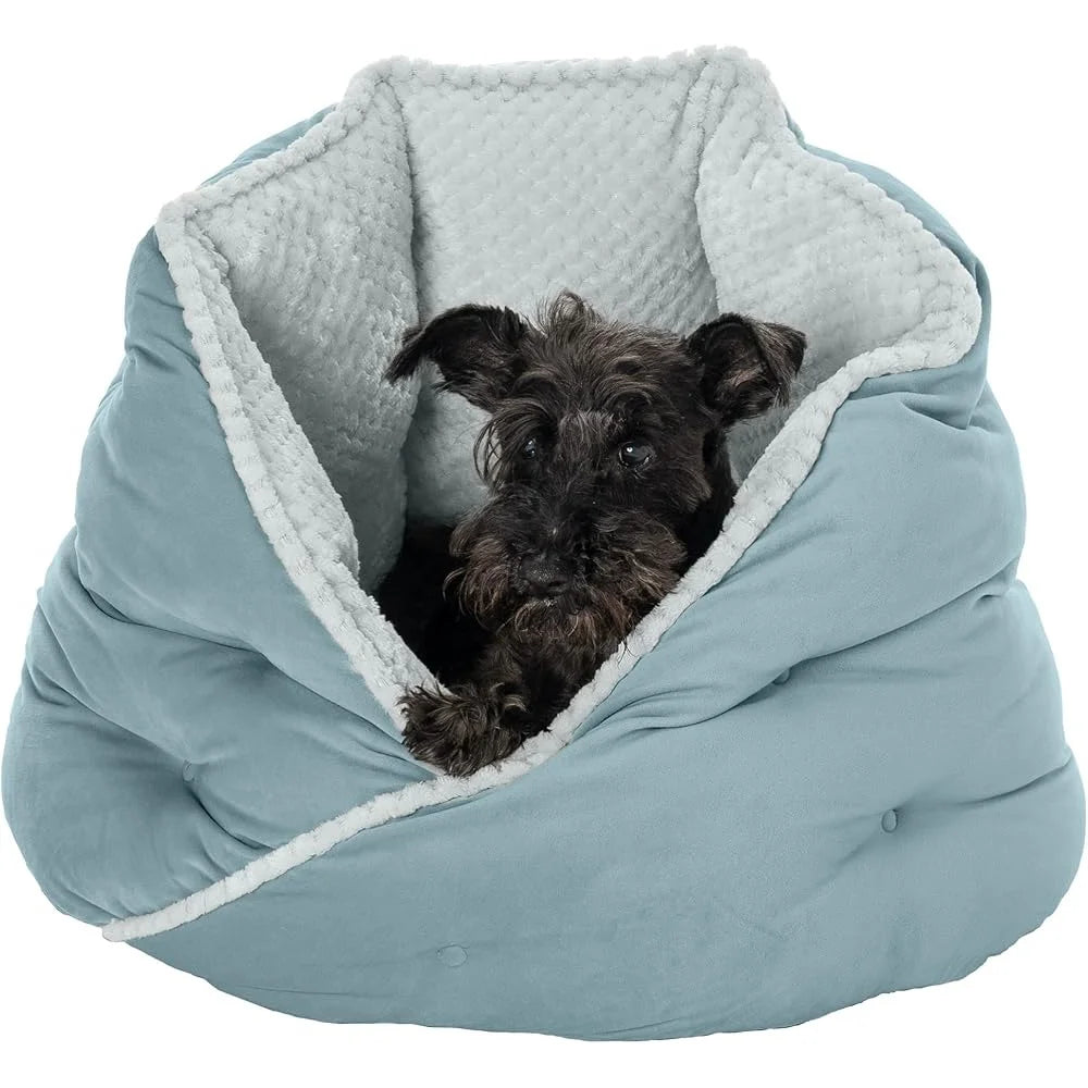 Comfortable Washable Pet Bed for Indoor Cats and Small Dogs Fiber-Filled Hug Bed with Non-Slip Base Cozy Plush Sleeping Space - Sales Savvy Shop