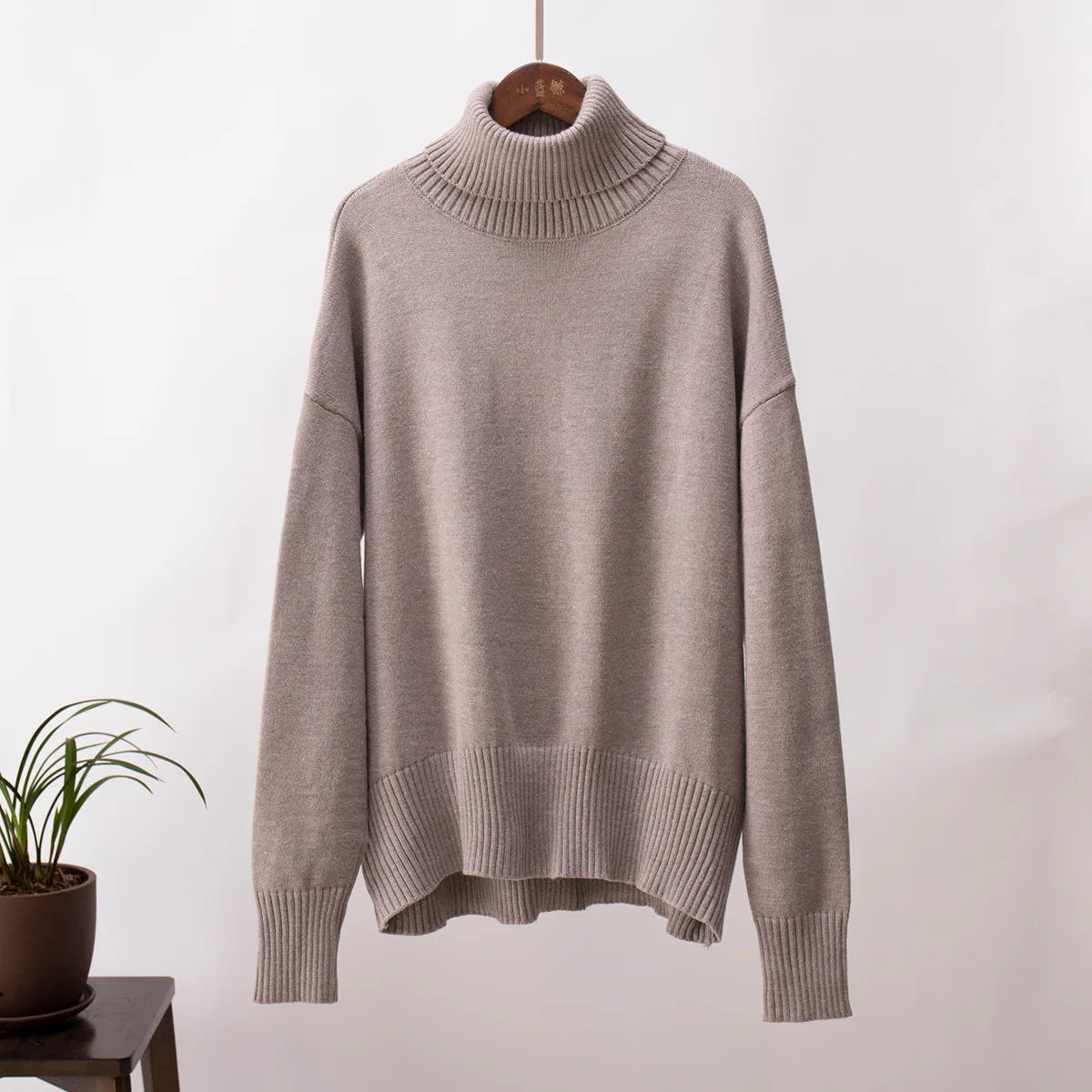 Women Solid Color Loose Knit Sweater Long Sleeve Top - Sales Savvy Shop