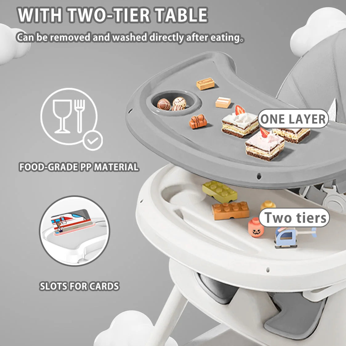 Ubravoo Foldable Baby High Chair for 6 Months and Up with Large Antislip Pad and Toy Rack Easy to Clean Feeding E500 - Sales Savvy Shop